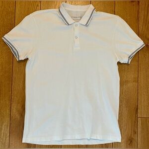 White Everlane Men's Short Sleeve Polo – Size Small, Dark Blue Details